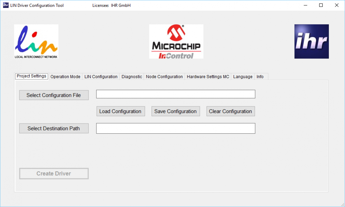 PICマイクロコントローラ/MPLAB IDE用LINコンフィギュレーションツール